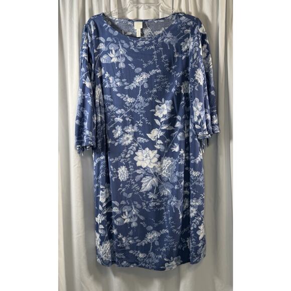 H&M Floral Tie Spilt-Sleeves Shift Dress, Blue, Sz: 12, 83-16 - Picture 11 of 15